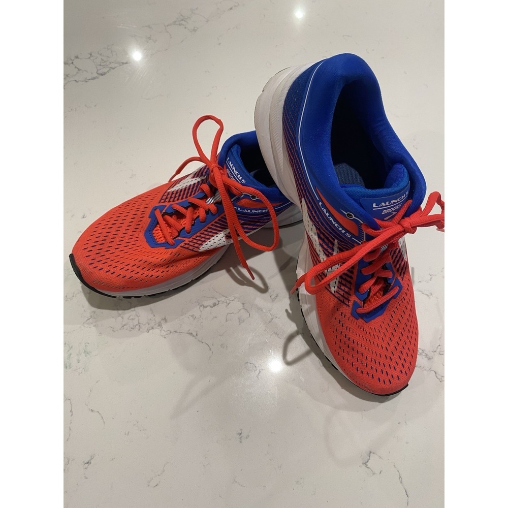 Brooks Launch 5 Women's Running Shoes Size 9.5 B‎ EUC Neon Red Blue Athletic Gym